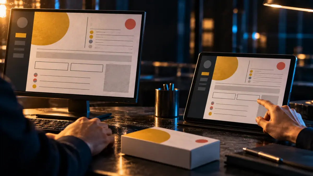 The same fictional product information displayed in two systems.