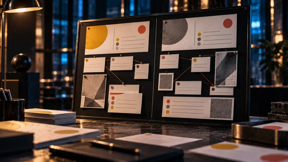 A fictional evidence board comparing a baseline and a shadow test.