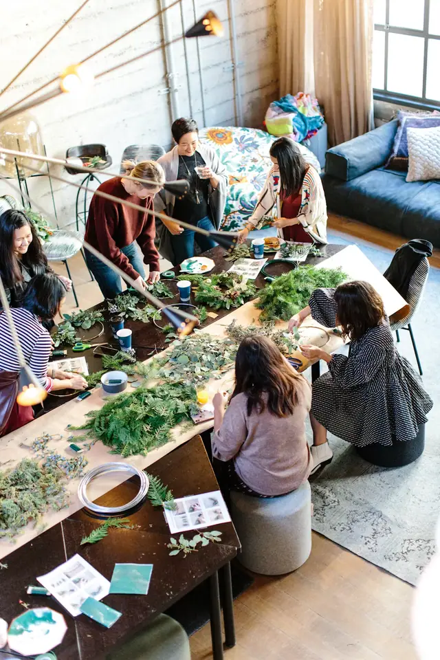 A collaborative workshop illustrating people carrying out a workflow.